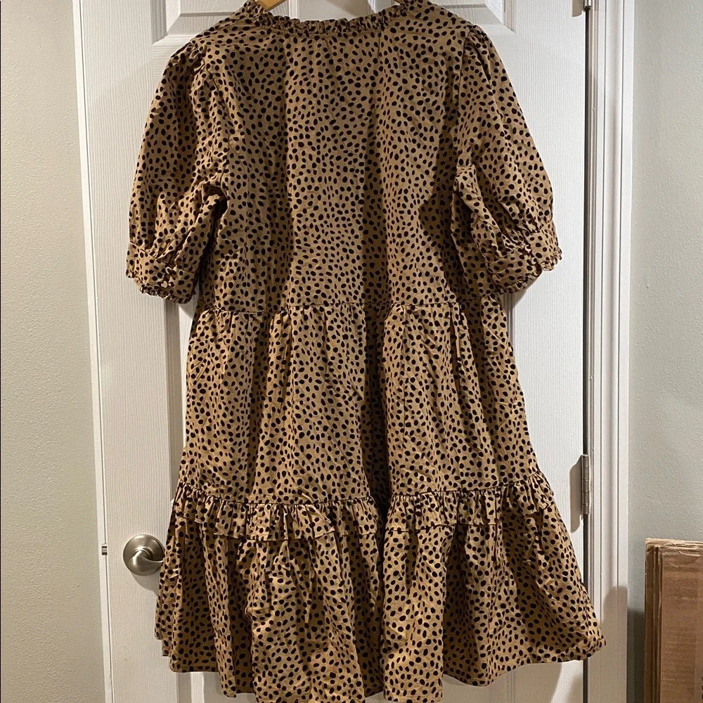 J. Crew Tan and Black Polka Dot Midi Dress - Picture 13 of 15